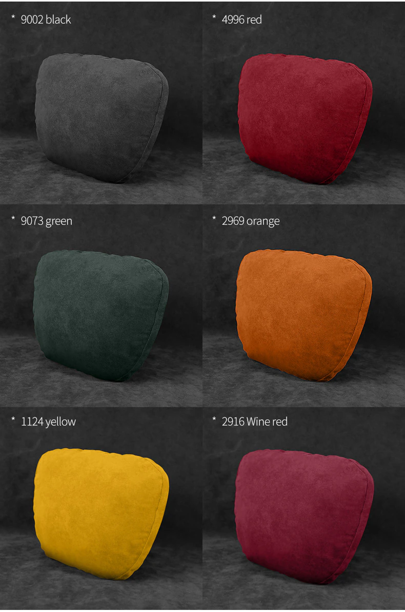 Reposacabezas de Alcantara en negro, rojo, naranja y verde