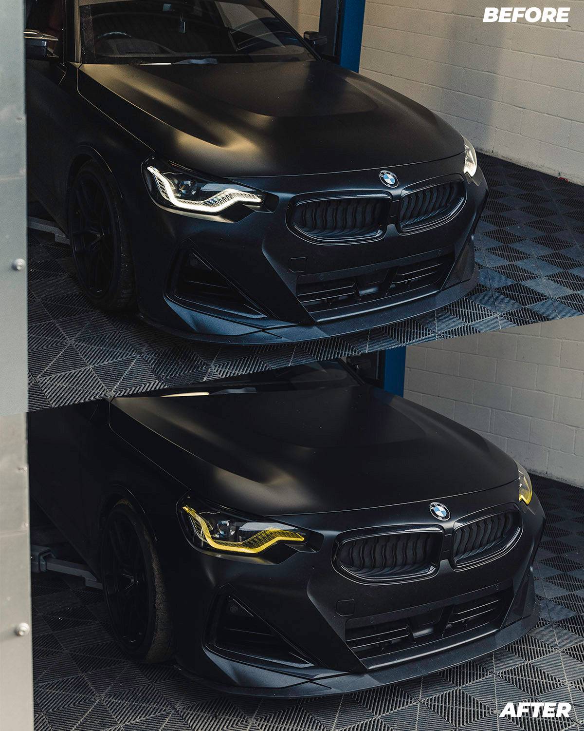 BMW M2 G87 + Series 2 G42 Yellow DRL vs White OEM DRL before/after