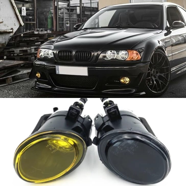 BMW_M3_E46_phares_antibrouillard_jaune+lentille_noire