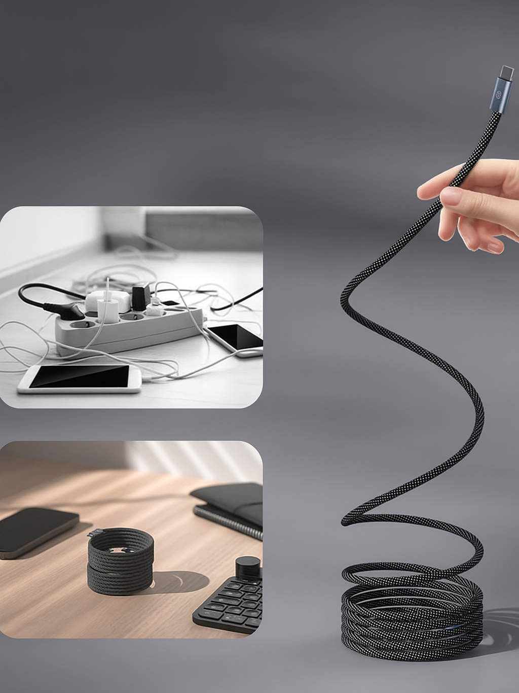 Câble magnétique anti-nœuds – Facile à enrouler et à ranger