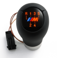 Pommeau de vitesse BMW M Performance LED rétroéclairé – cuir noir avec logo M tricolore pour BMW E30, E36, E46, E60, E90, E92, E82, E87, F20, F30
