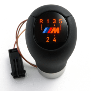 BMW M Performance LED gear knob with backlight - black leather with tricolour M logo for BMW E30, E36, E46, E60, E90, E92, E82, E87, F20, F30