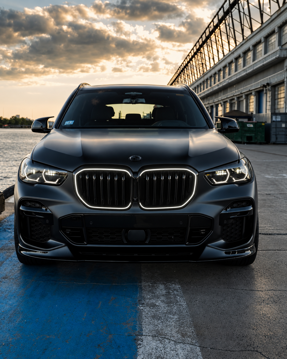Calandre BMW X5 G05 : X6 G06 LED Iconic Glow – Noir Brillant – Vue de face